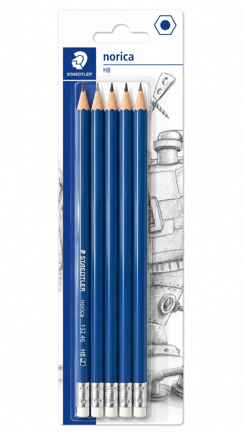 Staedtler Norica HB Pencils with Eraser - 5 Pack