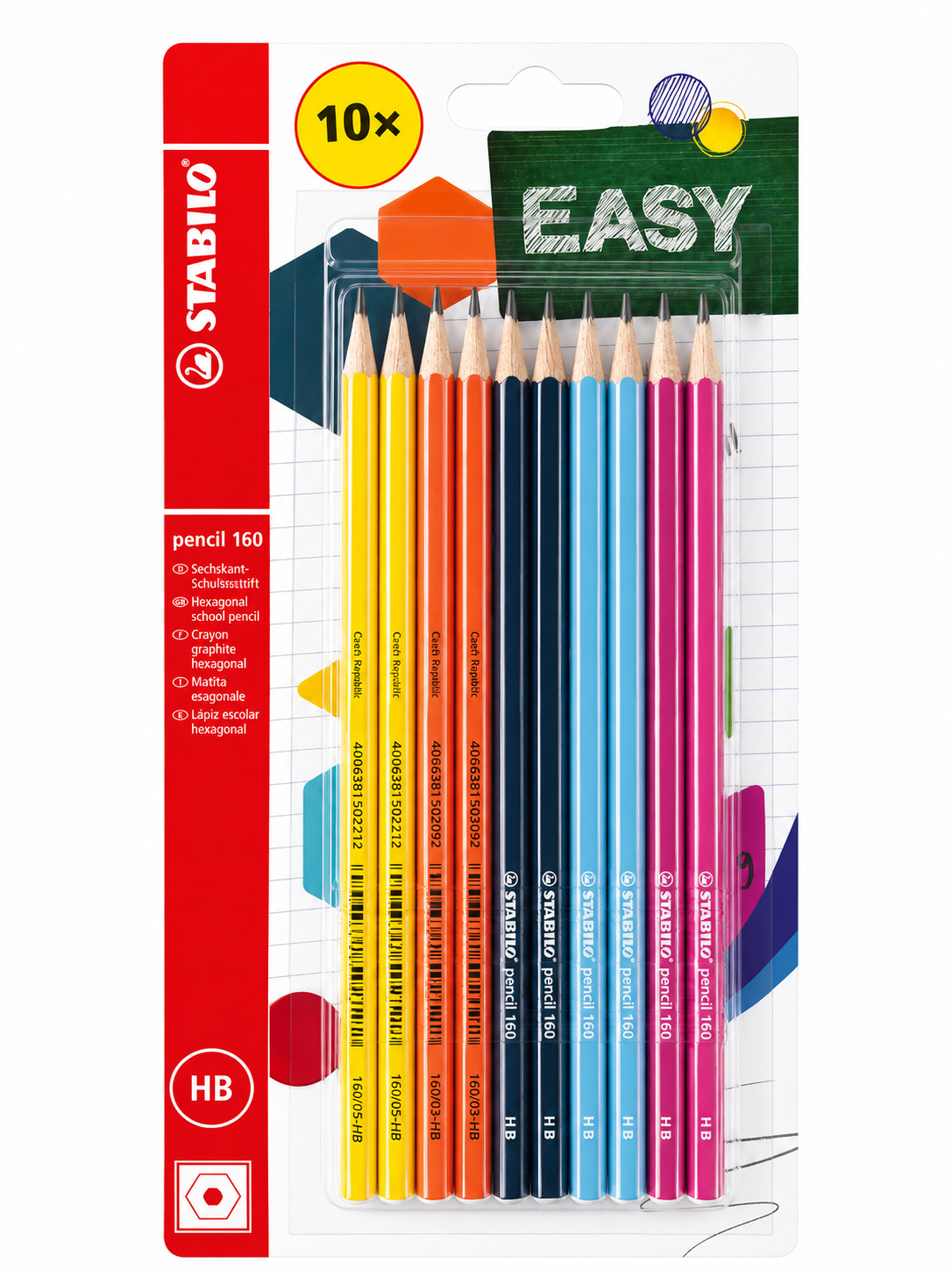STABILO Pencil 160 HB Assorted Colours - 10 Pack