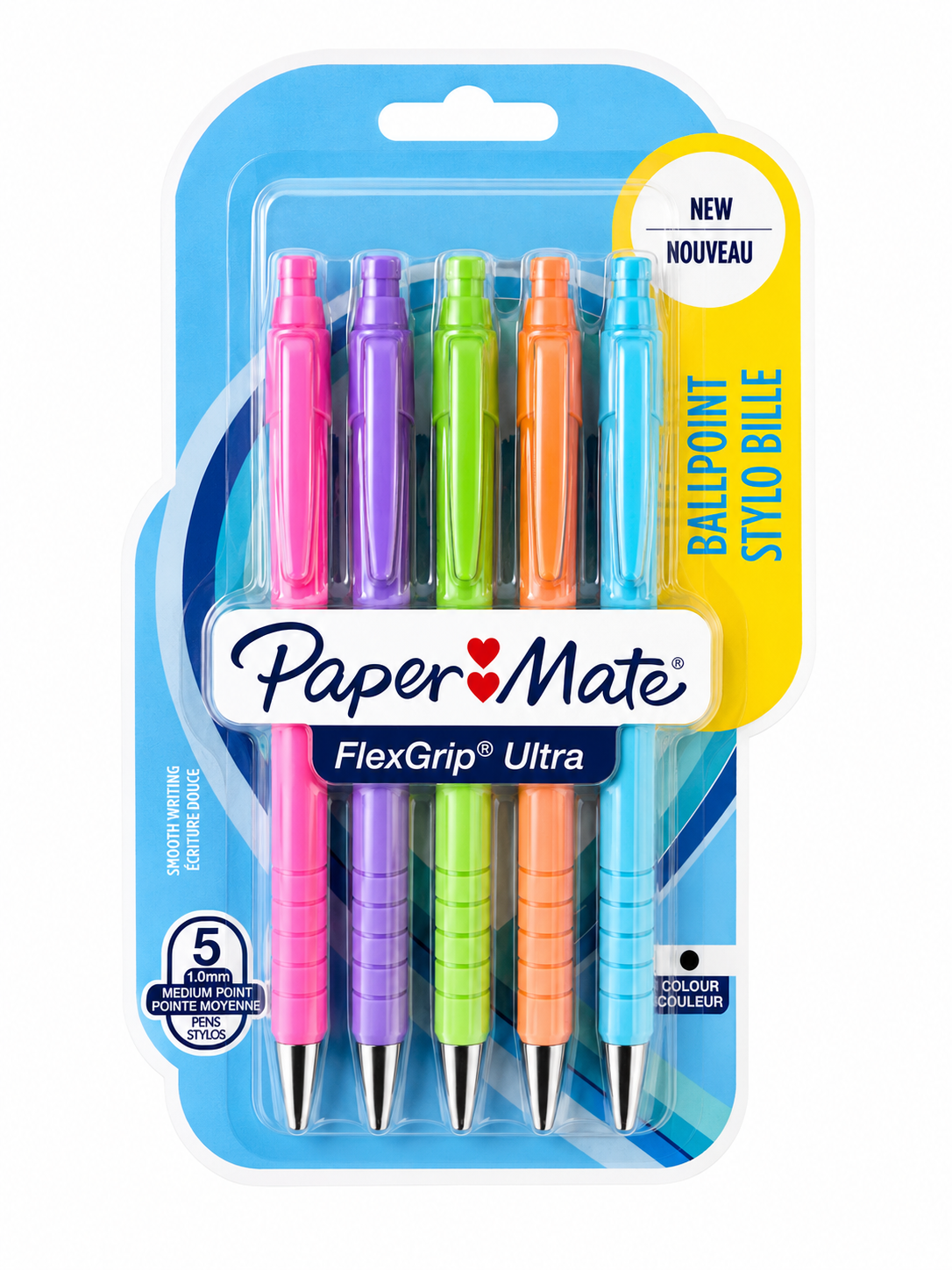 Paper Mate FlexGrip Ultra Retractable Ballpoint Pens 1.0mm - 5 Pack