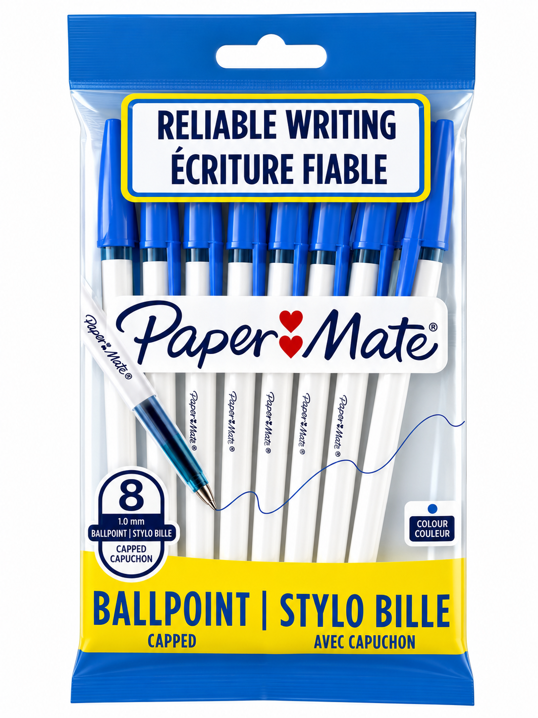 Paper Mate Blue Ballpoint Pens 1.0mm - 8 Pack