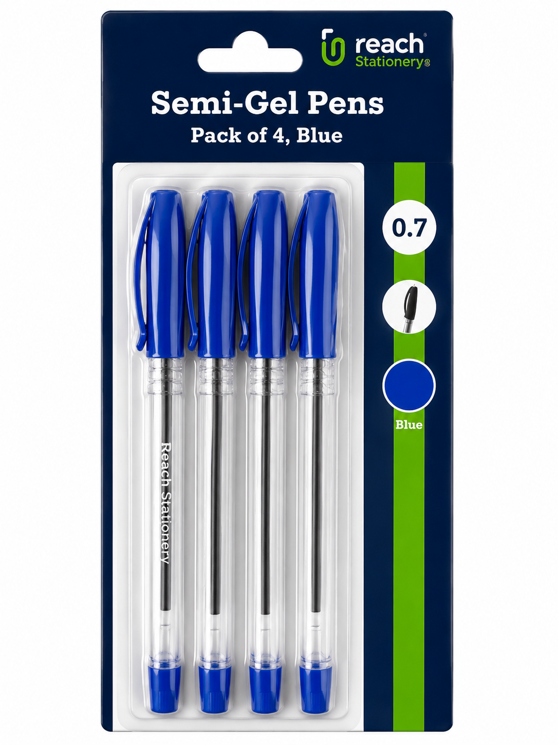 Semi-Gel Pens Blue - 4 Pack