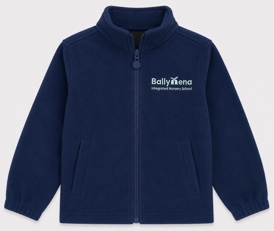 ballymena nursery school navy fleece embroidered with the school crest