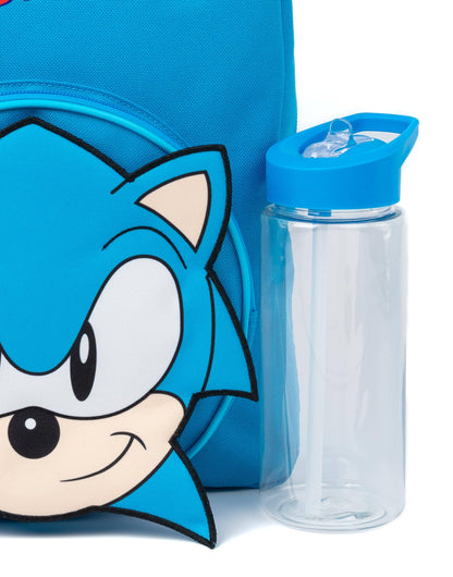Sonic the Hedgehog Unisex Kids Blue Character 4 Piece Backpack Set (One Size)