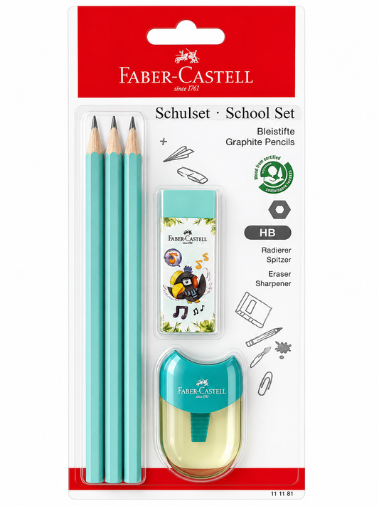 Faber-Castell School Set - Pencils, Eraser & Sharpener