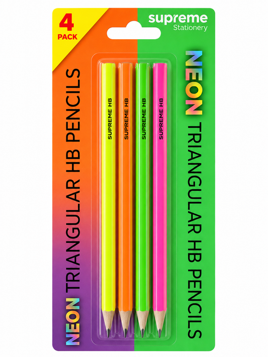Neon Triangular HB Pencils - 4 Pack