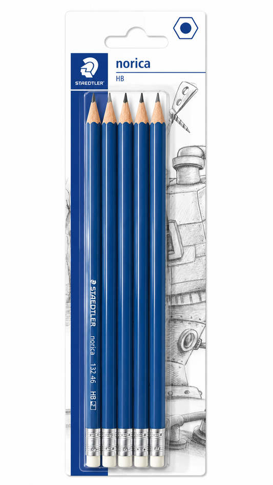 Staedtler Norica HB Pencils with Eraser - 5 Pack