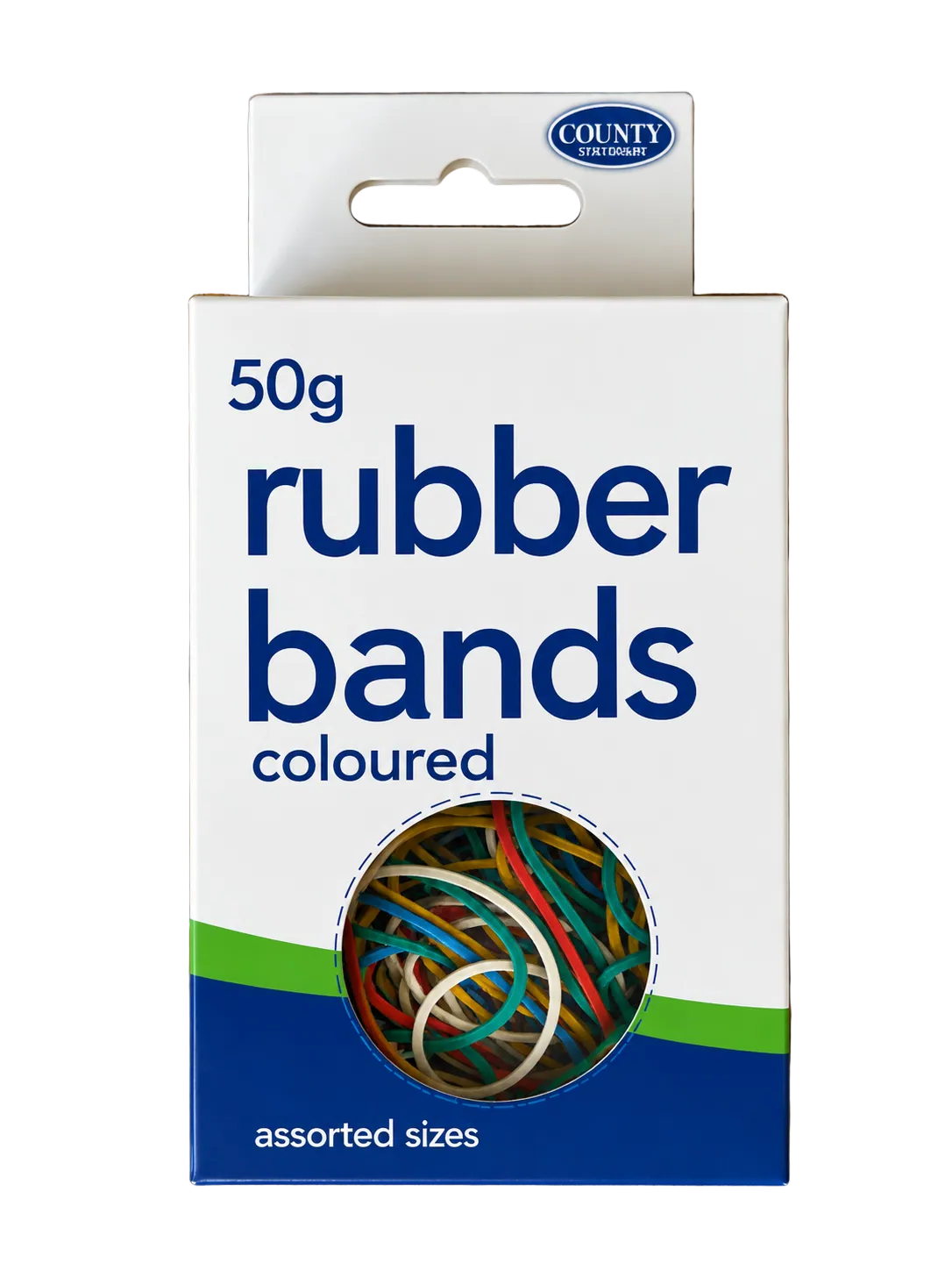 Coloured Rubber Bands - 50g Assorted Sizes