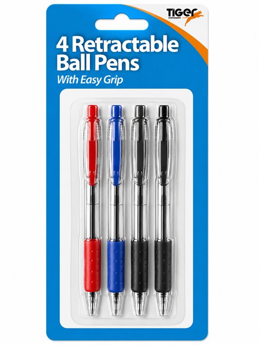 Tiger Stationery 4 Retractable Ball Pens