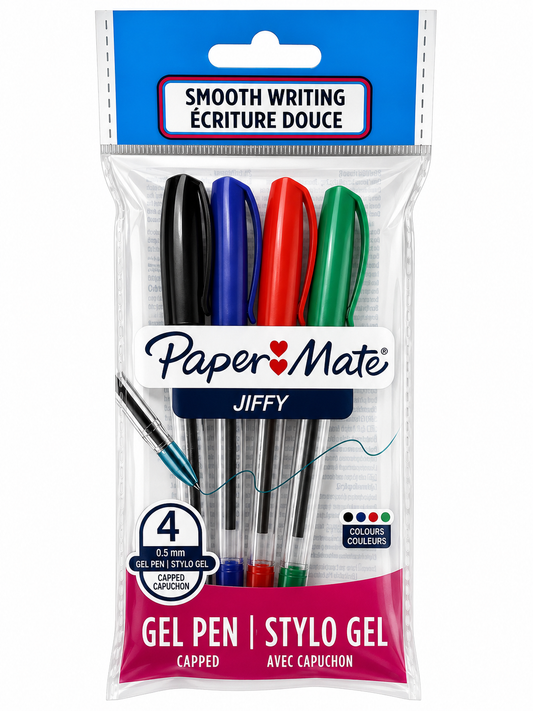 Paper Mate Jiffy Gel Pens 0.5mm - 4 Pack