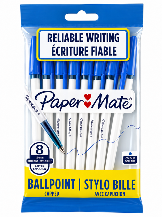 Paper Mate Blue Ballpoint Pens 1.0mm - 8 Pack