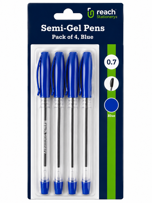 Semi-Gel Pens Blue - 4 Pack