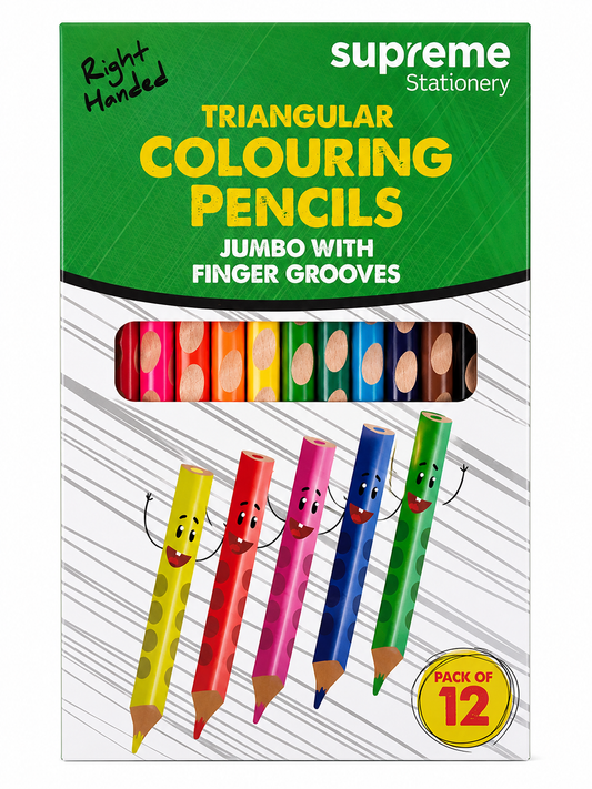 Right Handed Triangular Colouring Pencils - 12 Pack