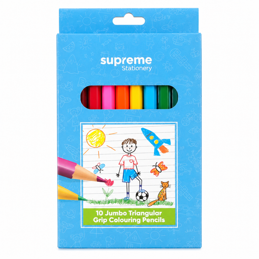 Jumbo Triangular Grip Colouring Pencils - 10 Pack
