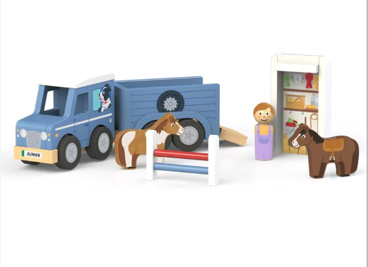 Jeep and Horse Trailer (inc horses and jump)