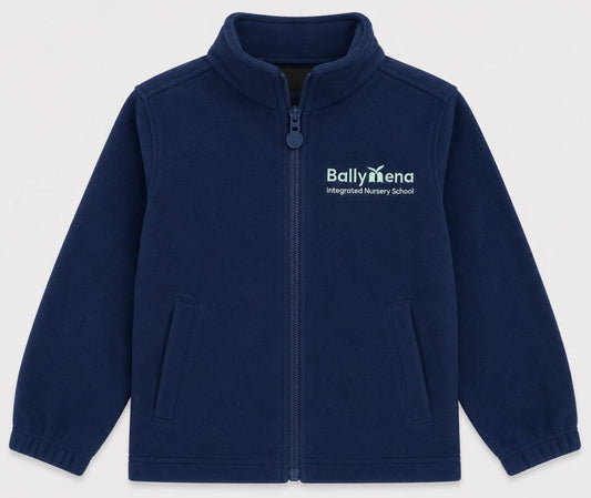 ballymena nursery school navy fleece embroidered with the school crest