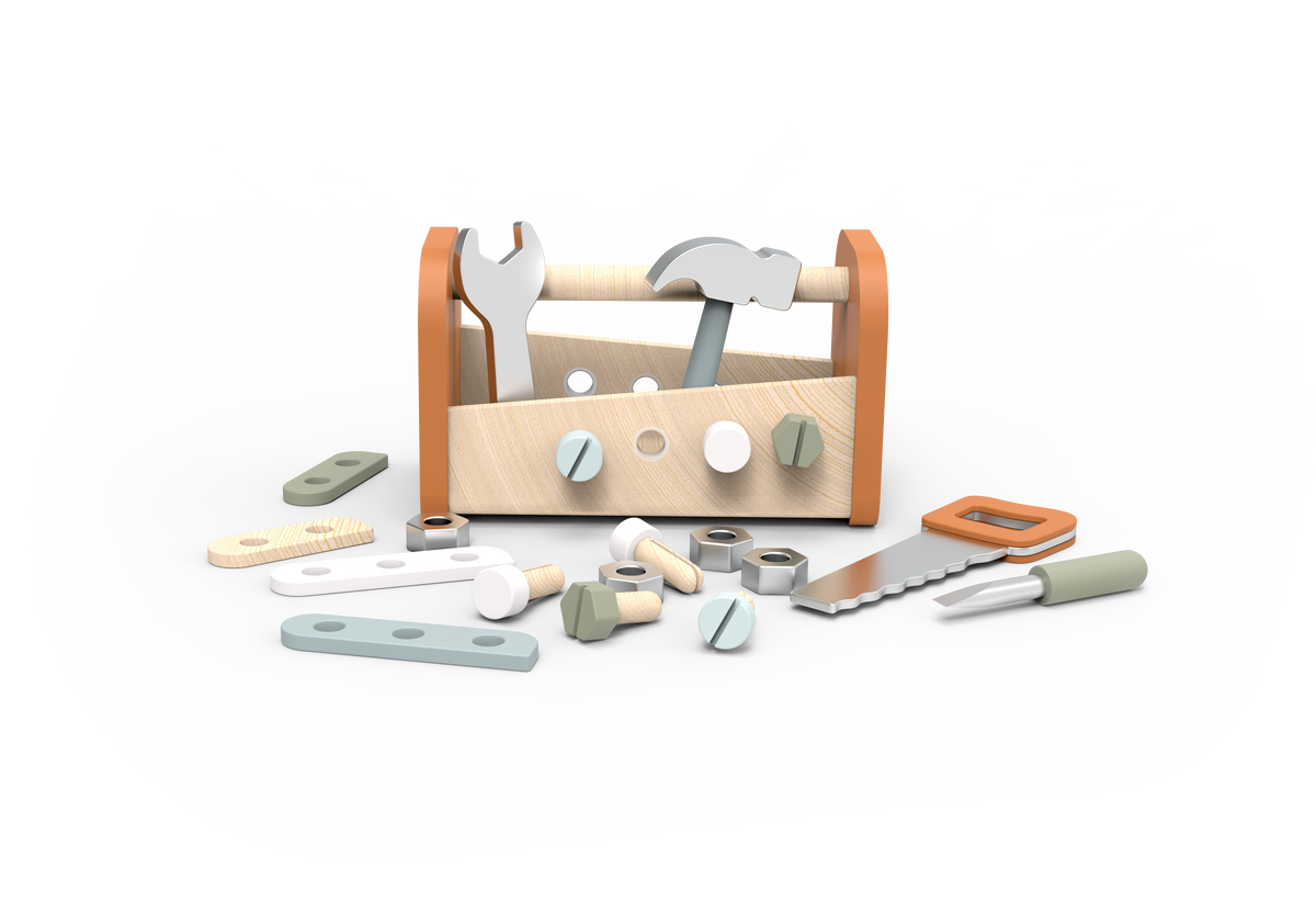 Speedy Monkey 2-in-1 FSC Wooden Toolbox and Workbench Toy
