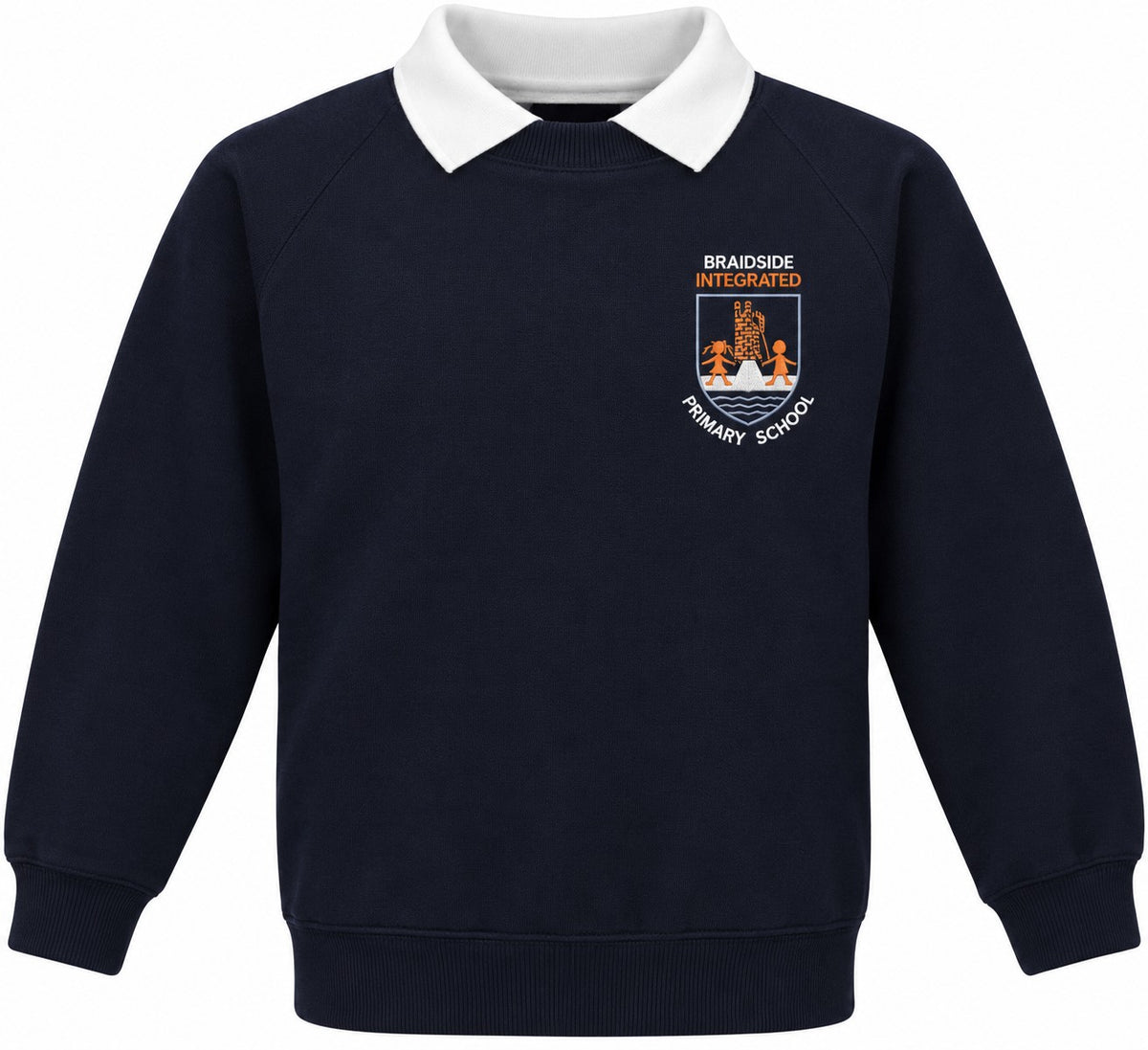 navy sweatshirt for braidside integrated primary school
