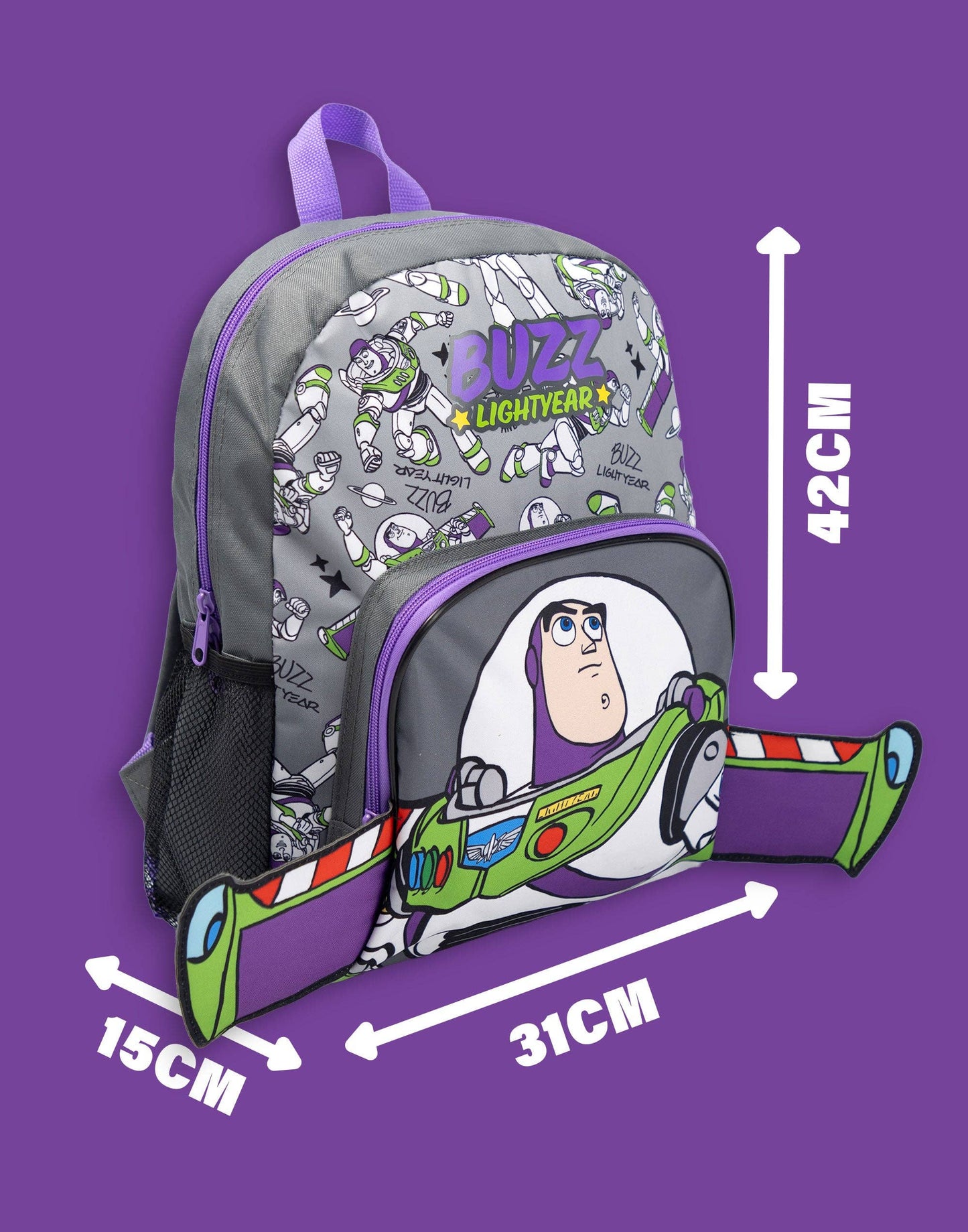 Disney Toy Story Boys Grey Buzz Wings Backpack (One Size)