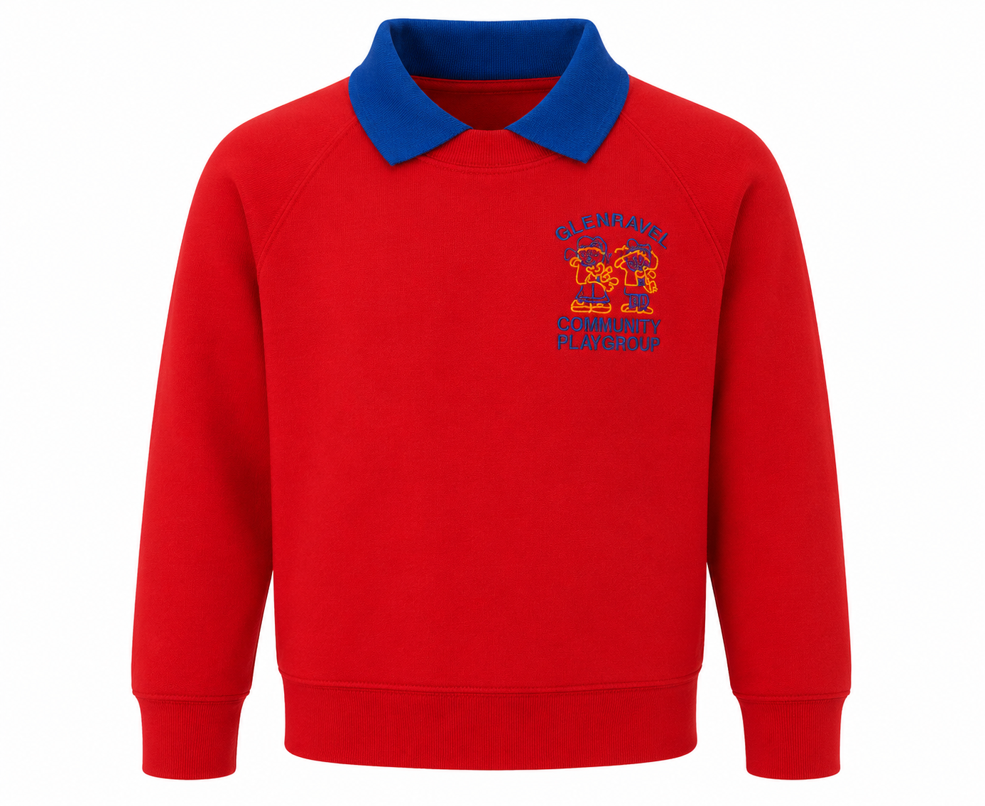 red sweatshirt for glenravel community playgroup