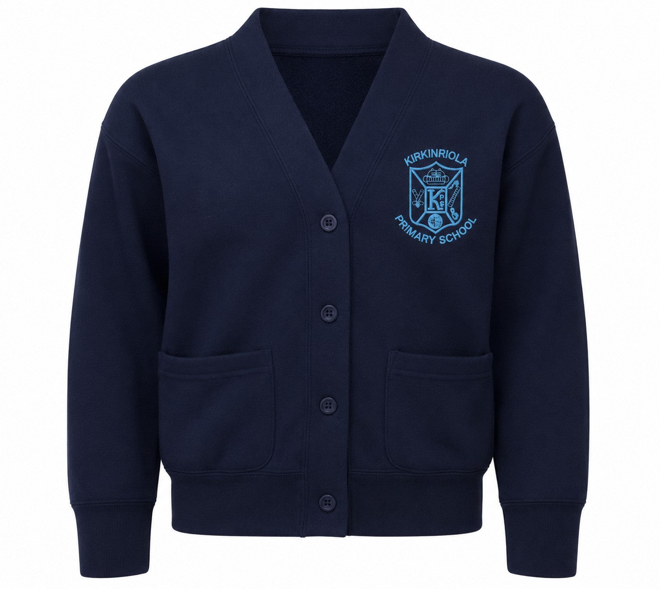 navy fleece cardigan for kirkinriola primary school