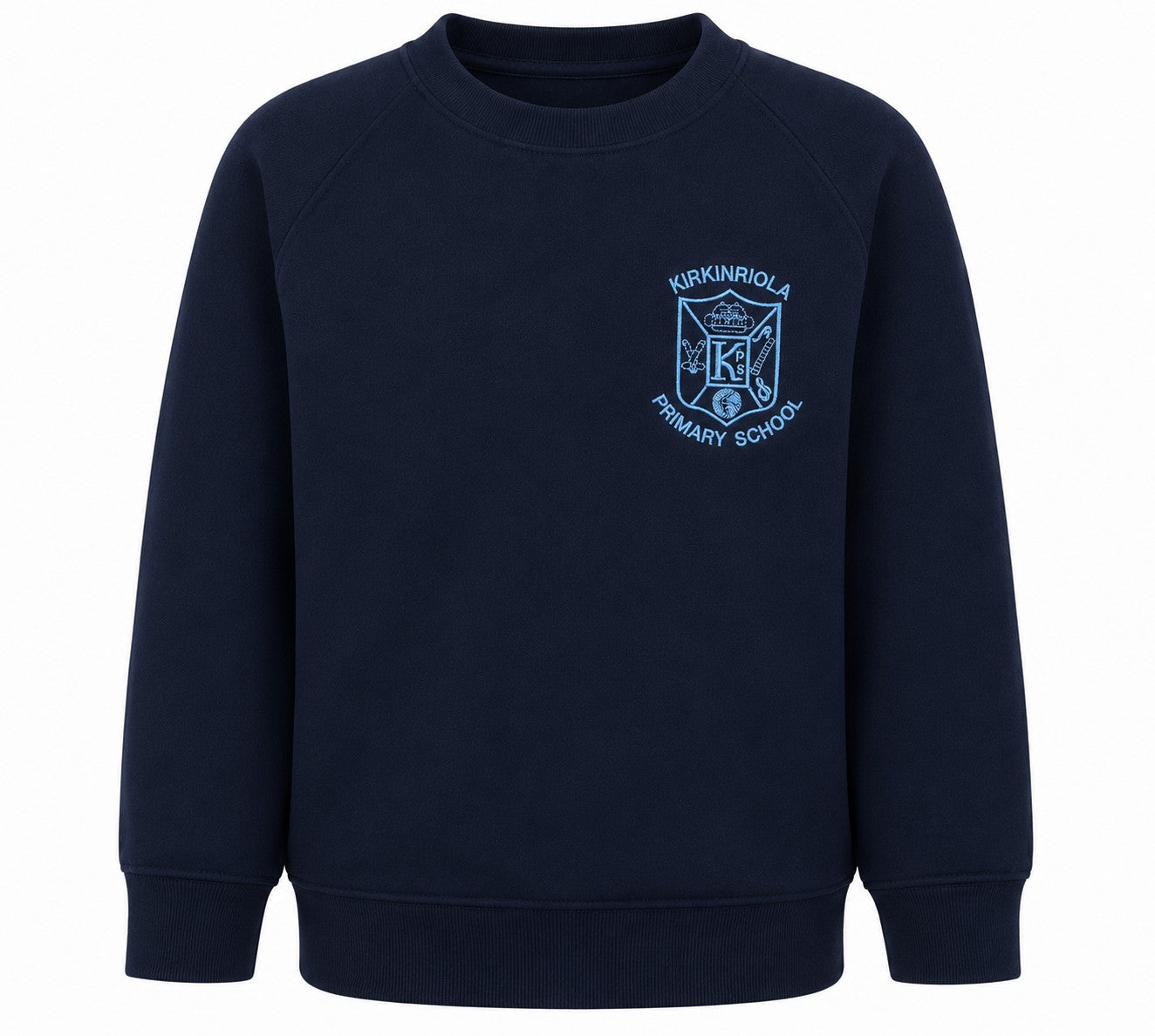 navy crew sweatshirt for kirkinriola prmary school