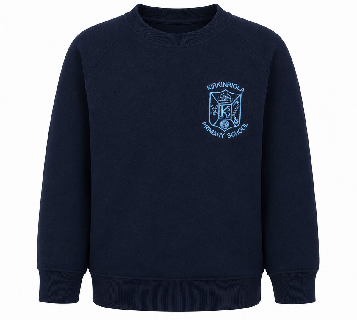 navy crew sweatshirt for kirkinriola prmary school