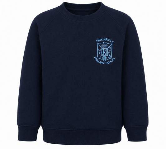 navy crew sweatshirt for kirkinriola prmary school
