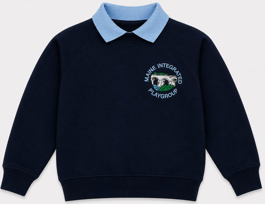 maine integrated navy sweatshirt with school crest embroidered