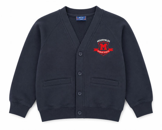 Navy fleece cardigan for moorfields primary school 