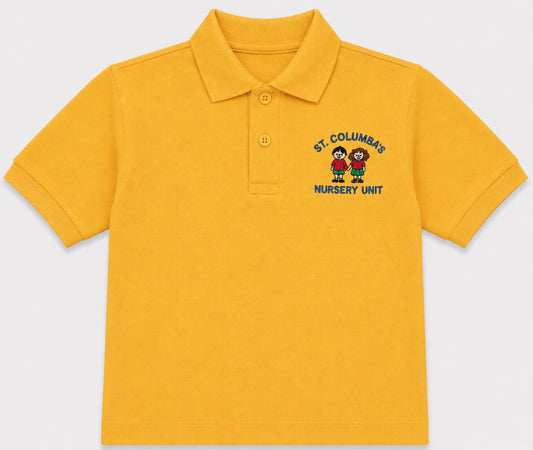 St columbas yellow polo with the school crest