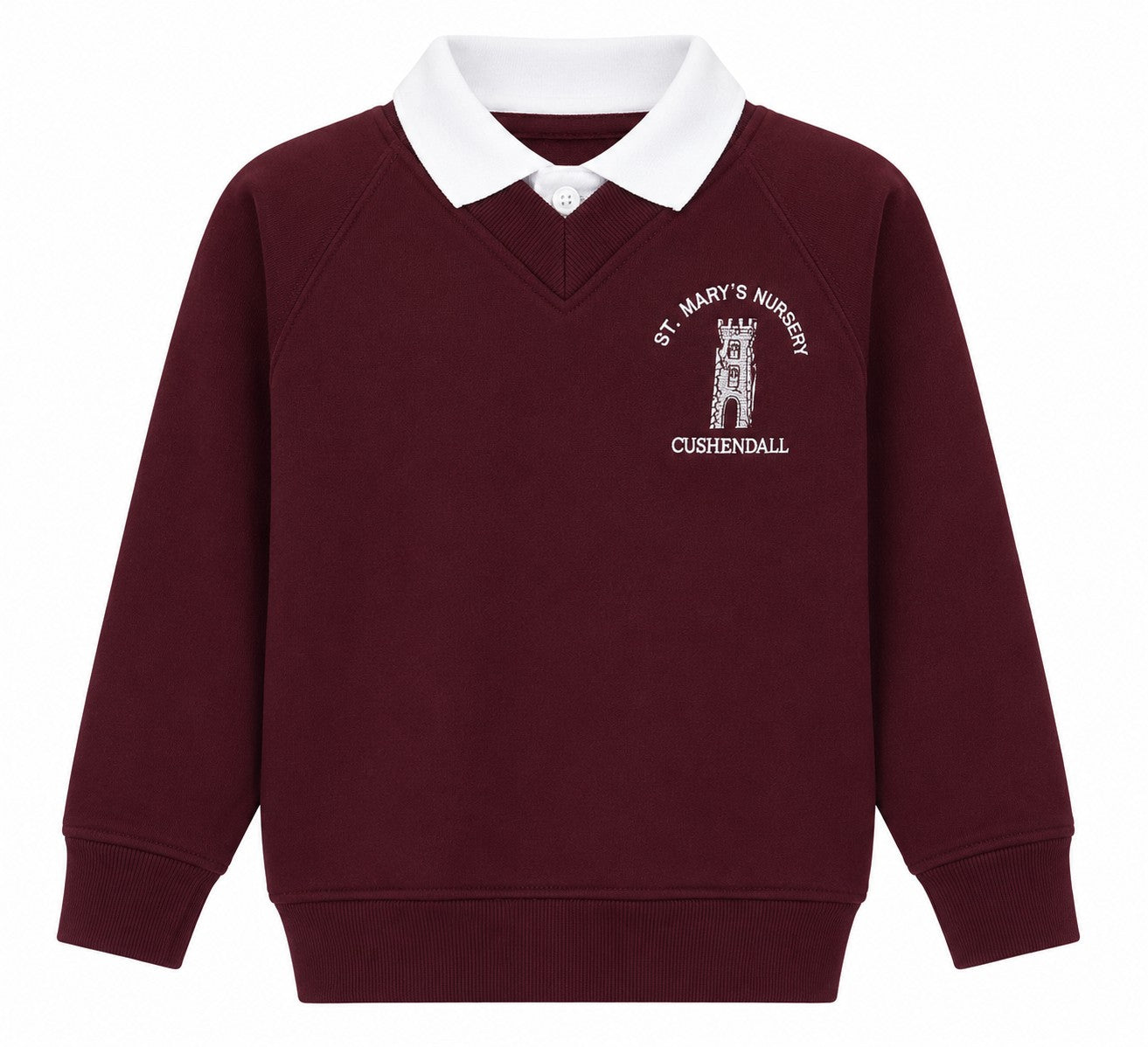 burgundy sweatshirt for st marys nursey cushendall