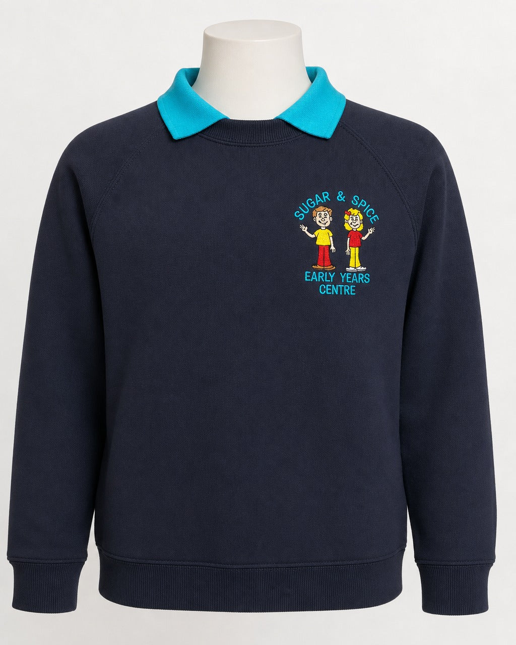 navy crew neck sweatshirt for sugar and spice playgroup
